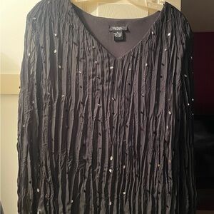 Bob Mackie Black Blouse with Silver Accents